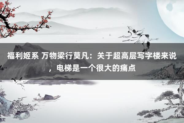 福利姬系 万物梁行莫凡:关于超高层写字楼来说,电梯是一个很大的痛点