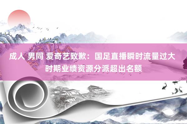 成人 男同 爱奇艺致歉：国足直播瞬时流量过大 时期业绩资源分派超出名额