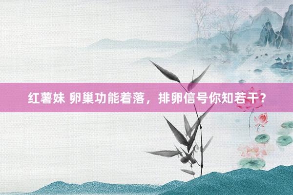 红薯妹 卵巢功能着落，排卵信号你知若干？