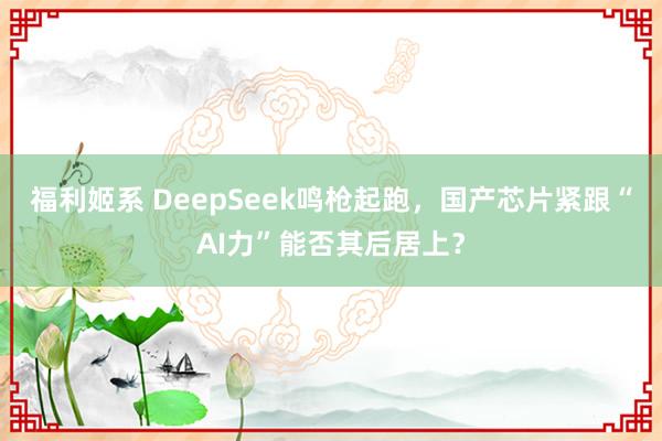 福利姬系 DeepSeek鸣枪起跑，国产芯片紧跟“AI力”能否其后居上？