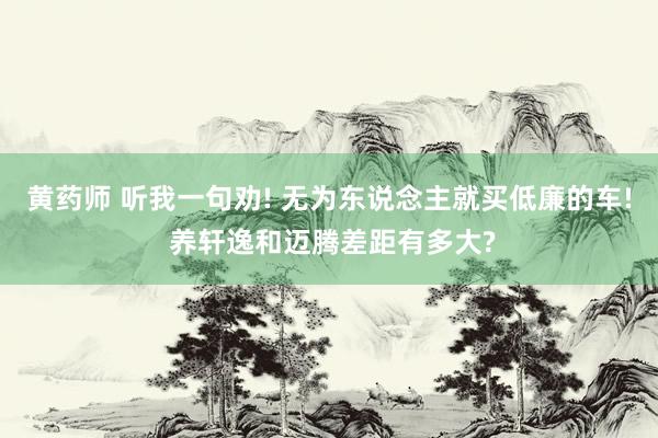 黄药师 听我一句劝! 无为东说念主就买低廉的车! 养轩逸和迈腾差距有多大?