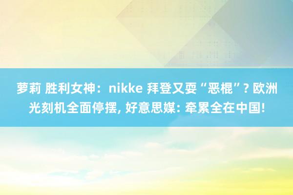 萝莉 胜利女神：nikke 拜登又耍“恶棍”? 欧洲光刻机全面停摆， 好意思媒: 牵累全在中国!