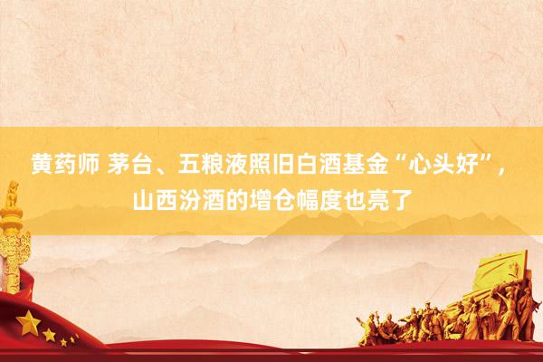 黄药师 茅台、五粮液照旧白酒基金“心头好”， 山西汾酒的增仓幅度也亮了